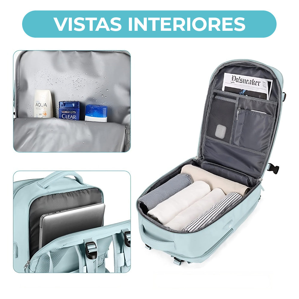 🌍 Mochila de Viaje Grande 35L – Compartimento para Laptop y Zapatos